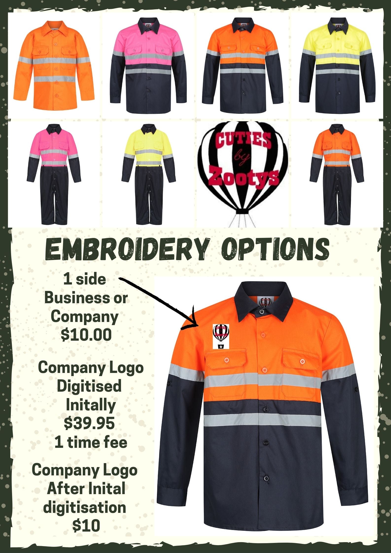 Orange & Navy Jumpsuit (Onesies) Embroidery options